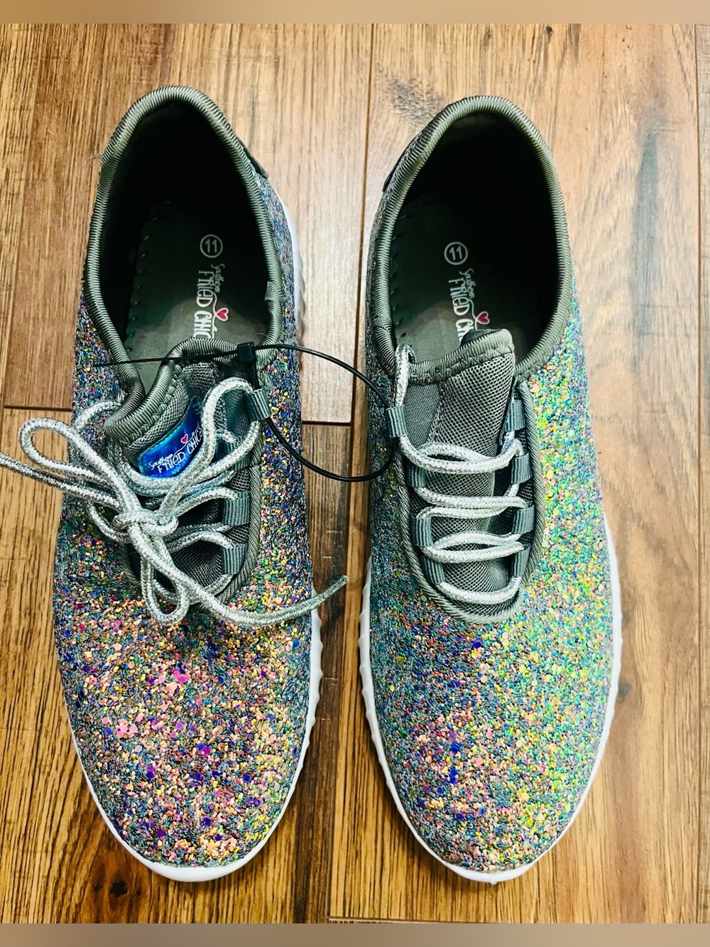 Southern Fried Chic Glitter Lace-Up Sneakers - women’s size 11